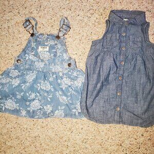 Baby Girls 18-24 month Dress lot Old Navy Shirt Dress and Oshkosh Vest bak